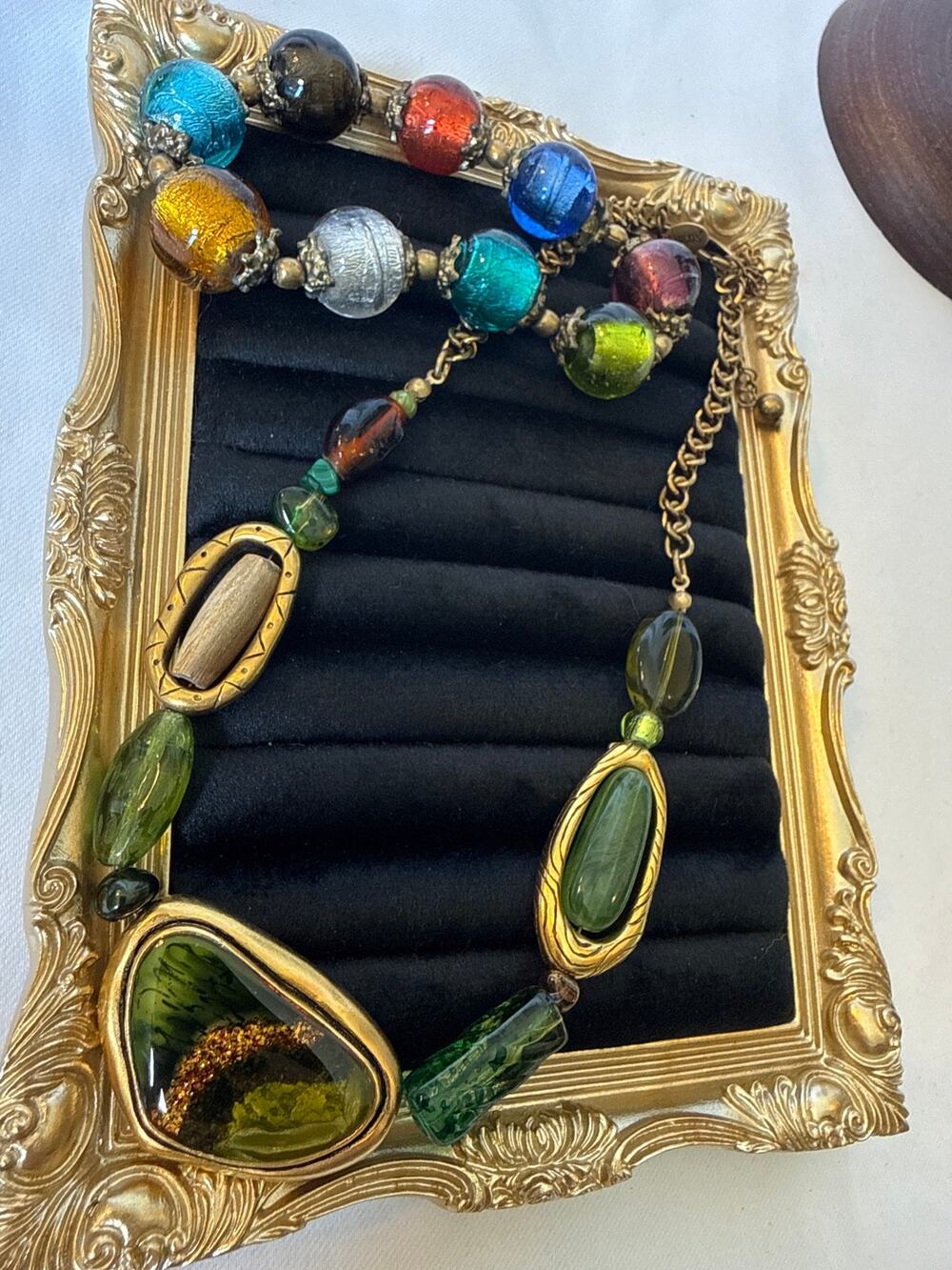 Chico's Green Necklace + Coordinating Stretch Bracelet Earth Tone Jewelry Set